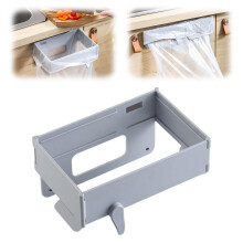 Foldable Trash Can with Magnetic OdorLock Lid, SpaceSaving Hanging Kitchen Trash Bin for Cabinet Door, Grey (1)