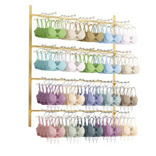 Wall Mounted Clothing Display Rack with Adjustable Metal Shelves and MultiHook Storage for Boutiques
