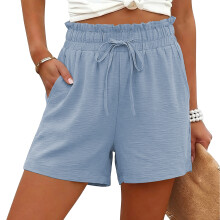 Shorts für Damen, lässig, hohes, weites Bein,-Blau S