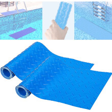 2 Rolls Swimming Pool Ladder Mat, 9'x36' NonSlip PVC Pool Step Pad Protector for Liner, Blue