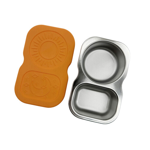Multipurpose Nonrust Steel Sauce Dish With Secure Cover-Orange