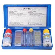 Pool Test Kit Refill with Liquid Reagent, Chlorine and pH Testing, Clear Color Comparison, Blue