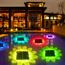 Solar Floating Pool Lights Waterproof Sunflower Design, 10Color LED Glow for Pond Garden Party Décor Pack of 2