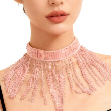 Bijoux de danse du ventre, paillettes, glands, ras du-OS rose