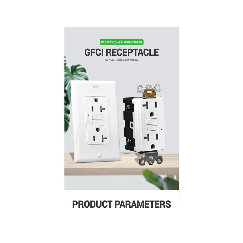 3X Gfci Outlet 20A, Gfi Electrical Receptacle With Led Indicator, 20A Tamper-Resistant Ground Fault Circuit Interrupter 6034163775714