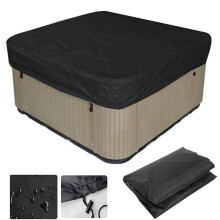 Waterproof Square Hot Tub Cover 215x215x30cm, UVResistant Spa Cover with Elastic Rope for Outdoor Garden