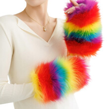 Gants demi-doigts pour temps froid, gants isolés-arc-en-ciel