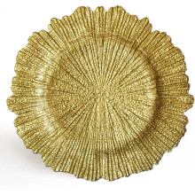 Elegante decoração de mesa, pratos de apresentação dourados para eventos internos e externos, adequados para diversos tipos de pratos.