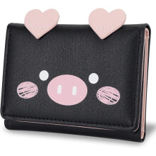 Niedliche, dreifach gefaltete Geldbörse mit Tiermotiv, stilvolles Design mit süßem Cartoon-Schweinchenmuster, kompakt und praktisch für Mädchen