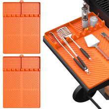Griddle Accessories Silicone Grill Mat for Blackstone, NonSlip OilResistant Utensil Holder Pad, HeatResistant EasyClean BBQ Mat (2 Pack)