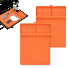 2 PCS Large Silicone Grill Mat and Utensil Holder Set for Blackstone Griddle Outdoor BBQ Cooking (Orange)