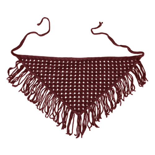 Multipurpose Crochet Triangled Scarf With Polyester-Burgundy