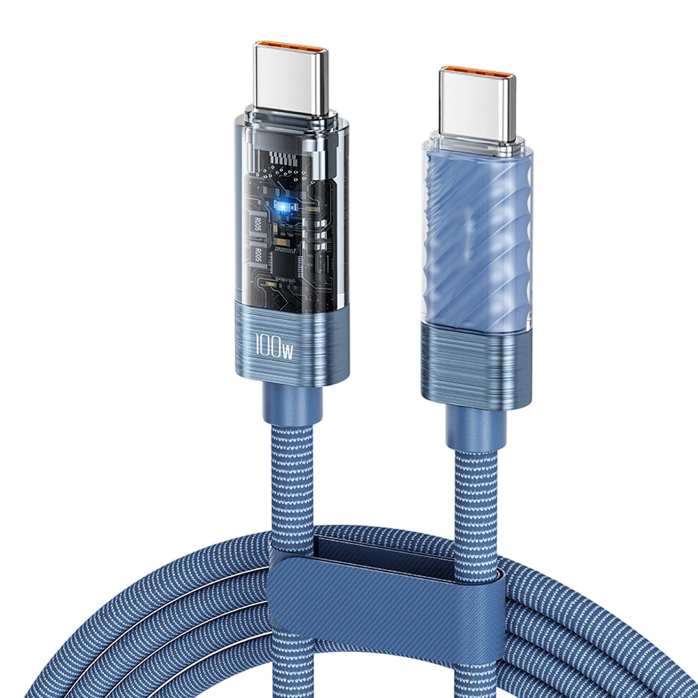 Clear Views 100W Usb C To Usb C Cable Fast Charge Cable- 1M Blue 7751001373688