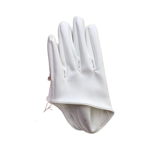 Cuir synthétique de gants élégants de dames confortables-Blanc