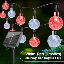 (White Red, 3m) Solar Garden Outdoor Lights, Outdoor Lighting, Stylish, 8 Lighting Modes Of Solar Light String, Bubble Ball Light String