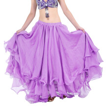 Professional 3 Tiers Flared Polyester Skirt For-Light Purple A