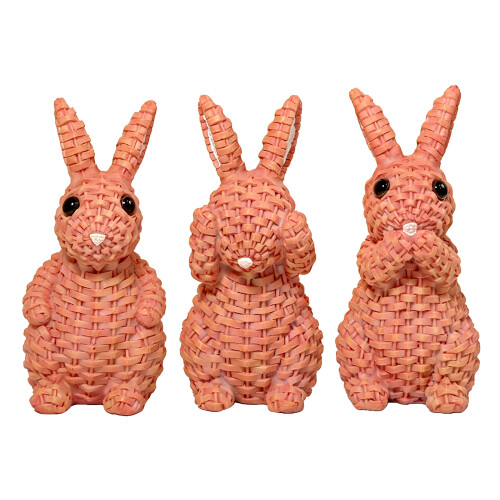 3 Wise Monkeys Themed Rabbit Sculpture constructed-JS