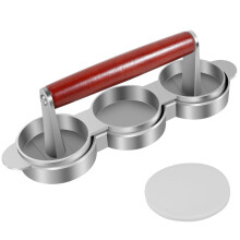 Triple Aluminum Burger Press with 100 Patty Papers, NonStick Patty Maker for Grill BBQ Kitchen