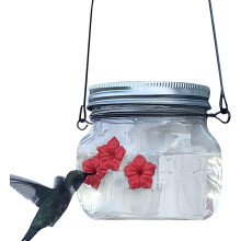 Mason Jar Hummingbird Feeder 475ml, Triple Feeding Ports, Bee Guard, Outdoor Hanging Design