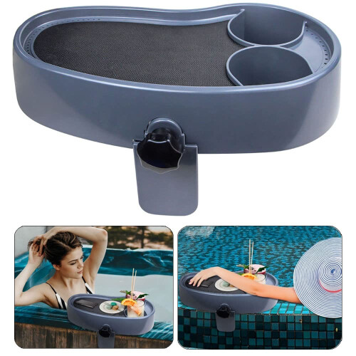 Adjustable Hot Tub Tray Blue Stoneware Rectangular Bath Tray for Drinks and Snacks Durable Build