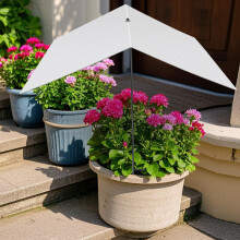Plant Shade Cover 65% Sunlight Filtering Adjustable Stake White Shade Disk for Outdoor Potted Plants