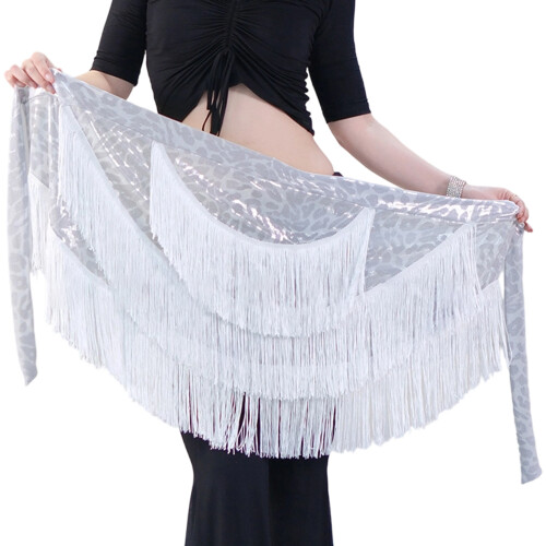 Belly Dance Skirt Scarf With Delicate-silver leopard print