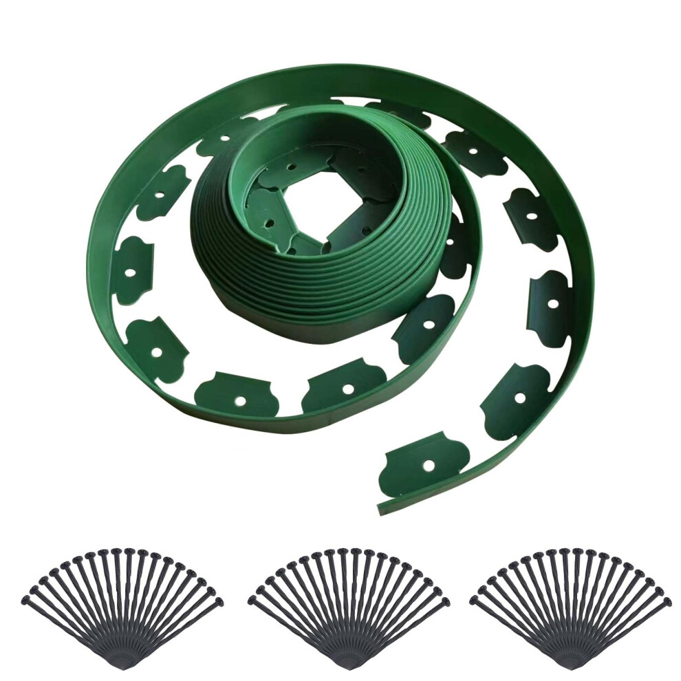 Flexible Garden Lawn Edging 10M No Dig Plastic Flower Bed Border With 30 Ground Stakes 9310869850311