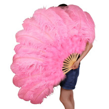 Eye Catching Feather Performances Fan Portable Foldable-pink S1