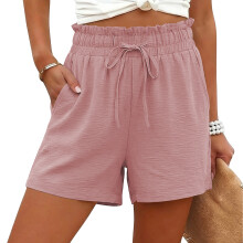 Shorts für Damen, lässig, hohes, weites Bein,-Rosa S