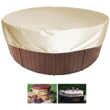 Round Hot Tub Cover 160 x 90 cm Beige Outdoor Waterproof Spa Cover UV Resistant Dustproof Protector