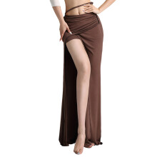 Women's Belly Dance Skirt High Waist Flattering Cut-khaki XL
