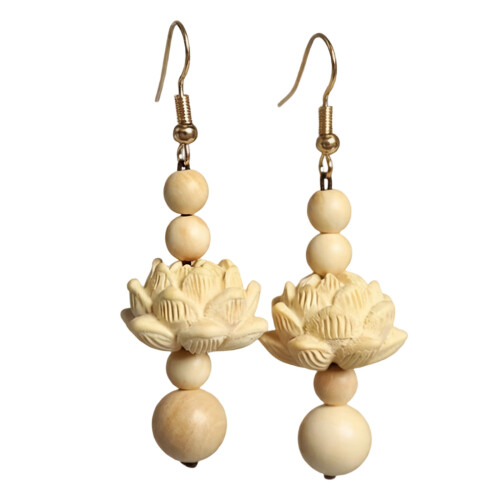 Boucles d'oreilles en bois à fleurs délicates, bijoux-UN