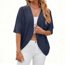 Women's Lightweight Summer Cardigan Casual Open-Navy Blue S
