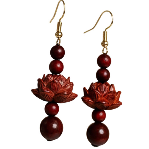 Boucles d'oreilles en bois en forme de fleurs uniques avec-C