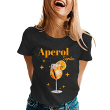 Women's Prom T-shirt Cocktail Print Lightweight Top-Black XXXL
