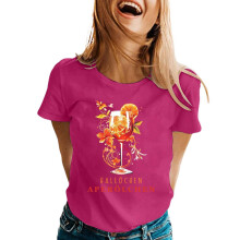 Women's Prom T-shirt Cocktail Print Lightweight Top-Red XXXL