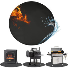 36 Inch Round Grill Mat for Decks and Patios, Oil and Water Resistant, Easy Clean, Exact Fit