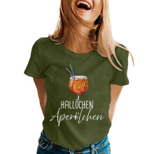 Women's Prom T-shirt Cocktail Print Lightweight-Army Green S