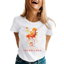Women's Prom T-shirt Cocktail Print Lightweight Top-Khaki XXXL