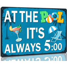 Funny Swimming Pool Sign Retro Metal Pool Decor Aluminum Weatherproof Outdoor Plaque 8 x 12 Inch