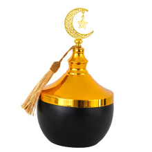 Multipurpose Ramadans Metal Storage Jar with Lid for-S Black