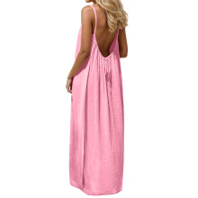 Women's Strap Backless Loose-fitting Resort Long Dress-8 XXXXL