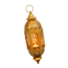 Unique Hollow Out Iron Candle Holders In Moroccans Theme-Gold S