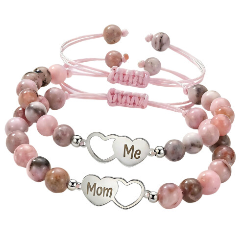 2 Stück Mutter-Tochter-Perlenarmbänder, die Liebe und-A01