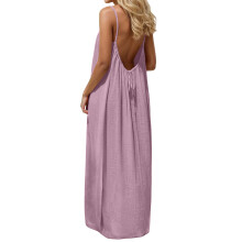 Women's Strap Backless Loose-fitting Resort Long Dress-11 XXXXL