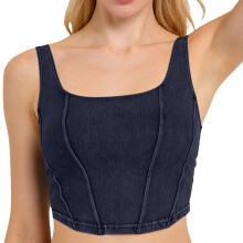 Women's Crop Tops Padded Sleeveless Corset Fit-Black XXL