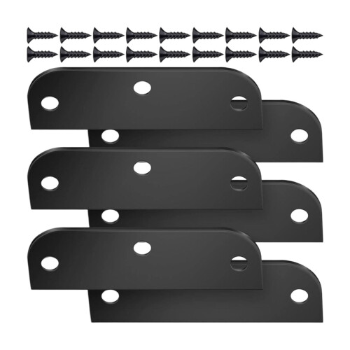 Cabinet Hinges Repair Plate Kitchen Cupboard-Black 6 pieces