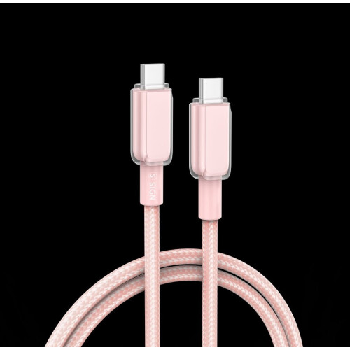 Kabel USB-C na USB-C 60W, 1m - růžový