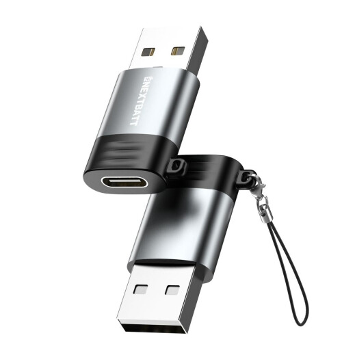 NEXTBATT USB-C-Buchse auf USB-A 2.0-Adapter - Schwarz/Grau