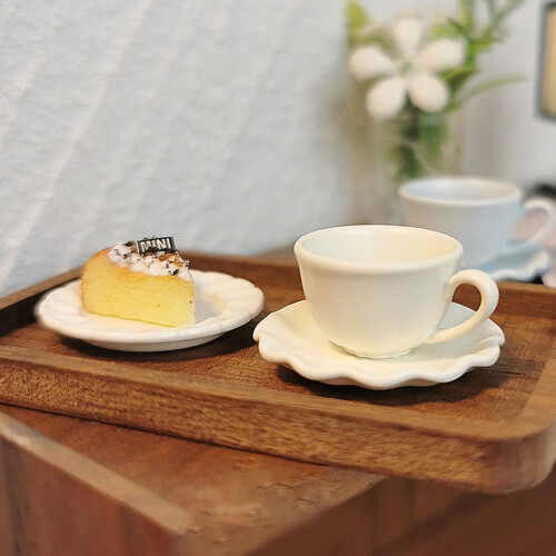 3 Size Miniature Coffee Cup and Plate Set For-light tea brown 1
